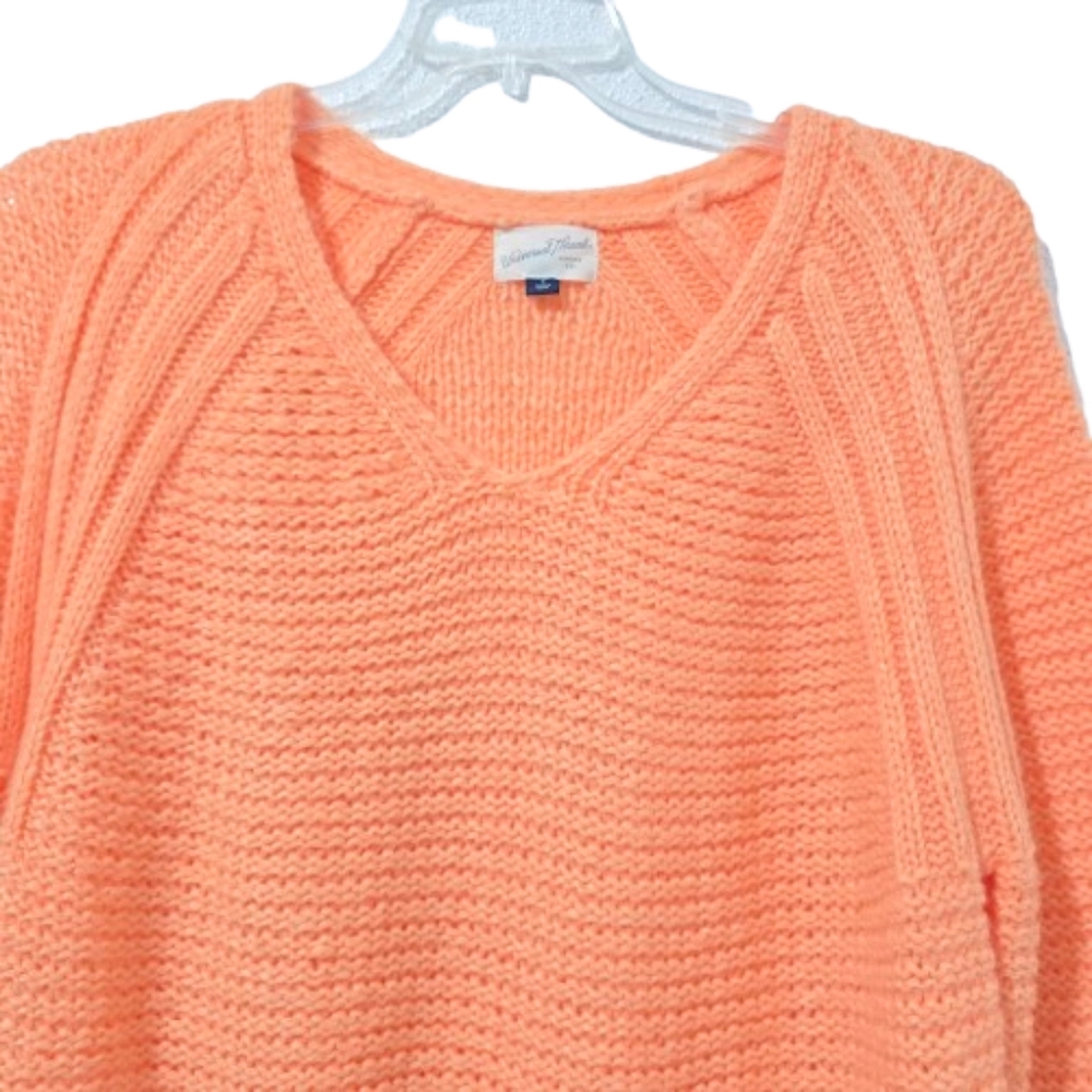Universal Thread Neon Orange Boxy V- Neck Knit Sweater Sz S - Picture 2 of 6
